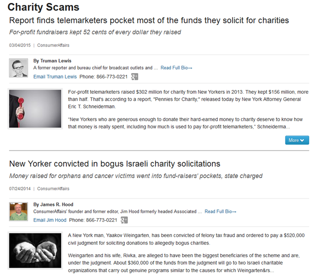 Report on charity scams